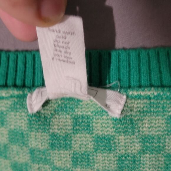 FULL TILT Wavy Checkerboard Womens Vest Size XS Green Pastel Yellow Y2K Punk - Picture 3 of 9